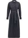 Max Mara Go Belted Waist Midi Dress With Long Sleeves
