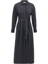 Max Mara Go Belted Waist Midi Dress With Long Sleeves In Blue