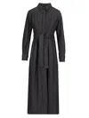 Max Mara Go Belted Waist Midi Dress With Long Sleeves In Black