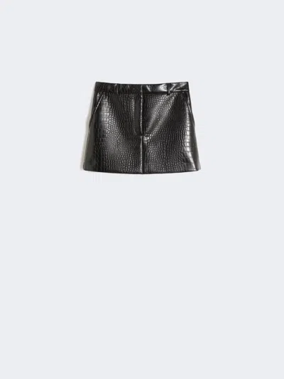 Max Mara Alligator-look Patent Leather Mini Skirt In Black