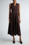 Max Mara Alloro V-neck Sleeveless Midi Dress In Wine Coloured