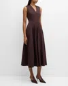 Max Mara Alloro V-neck Sleeveless Midi Dress In Wine-coloured
