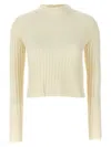 Max Mara Mini Wool And Cashmere Sweater With Diamond Cable Knit Design In White