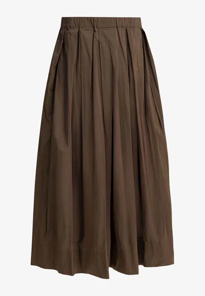 Max Mara Aloe Flared Midi Skirt In Brown