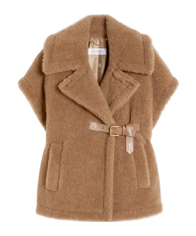Max Mara Alpaca And Cashmere Teddy Cape In Brown