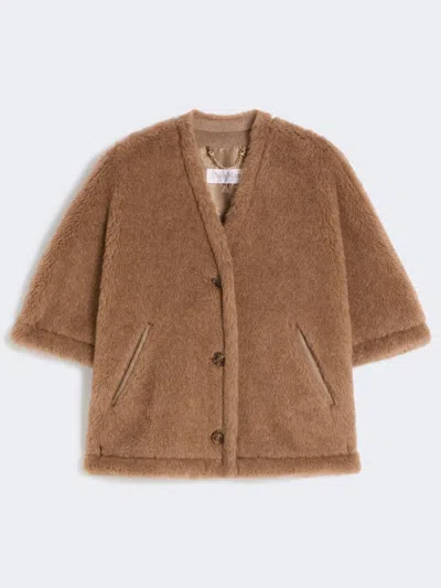 Max Mara Alpaca And Cashmere Teddy Cape In Brown