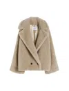 Max Mara Double-breasted Teddy Coat In Brown