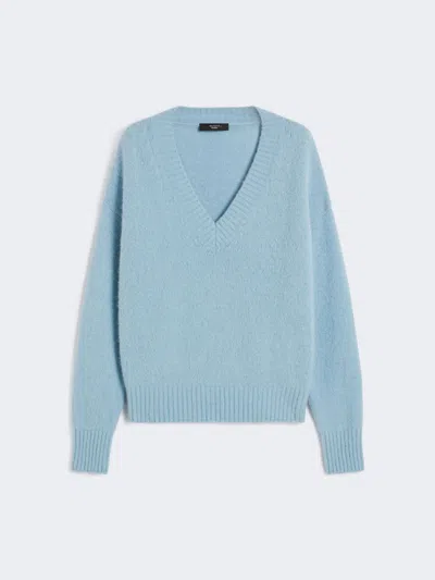 Max Mara Alpaca And Cotton V-neck Jumper In Blue