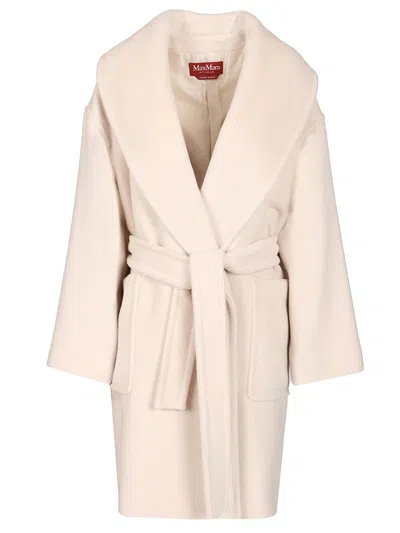 Max Mara Alpaca And Virgin Wool Coat Coats White In Neutral