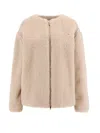 Max Mara Alpaca And Virgin Wool Fur Jacket In Beige
