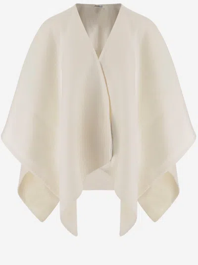 Max Mara Alpaca And Wool Blend Greenhouse Cape In White