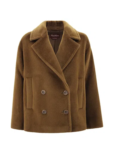Max Mara Alpaca And Wool Caban In Brown