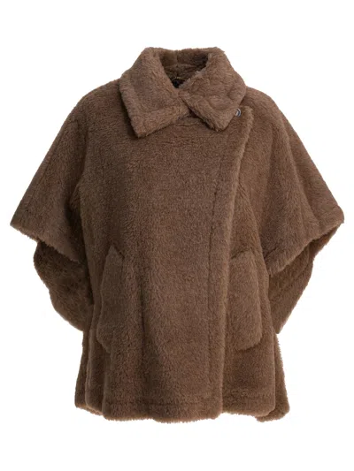 Max Mara Alpaca And Wool Cape In Brown