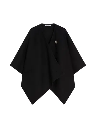 Max Mara Alpaca And Wool Cape In Black