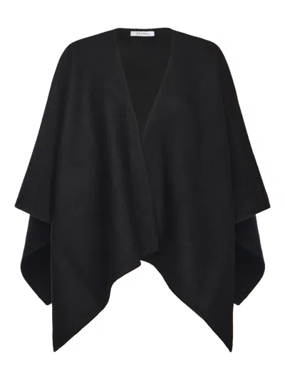 Max Mara Alpaca And Wool Cape In Black