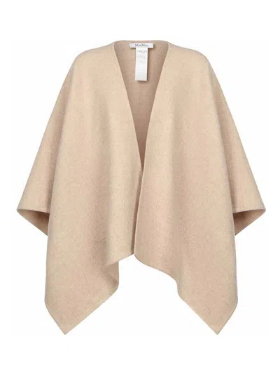 Max Mara Alpaca And Wool Cape In Sand