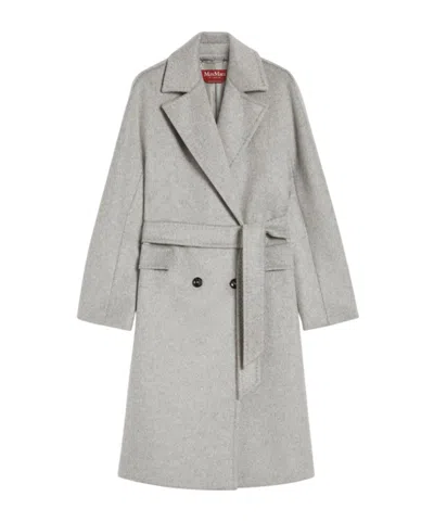 Max Mara Alpaca And Wool Double-breasted Coat In Gray
