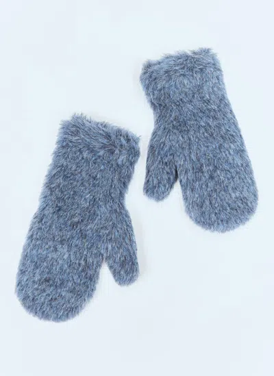 Max Mara Alpaca And Wool Mittens In Blue