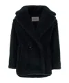 Max Mara Black Teddy Coat In Alpaca And Black Wool In Black