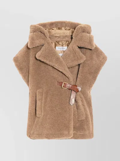 Max Mara Alpaca And Wool Silk Belted Jacket In Brown