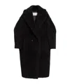 Max Mara Teddy Camel & Silk Blend Coat In Blue