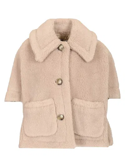 Max Mara Alpaca And Wool Teddy Cape Scarves And Foulards Beige