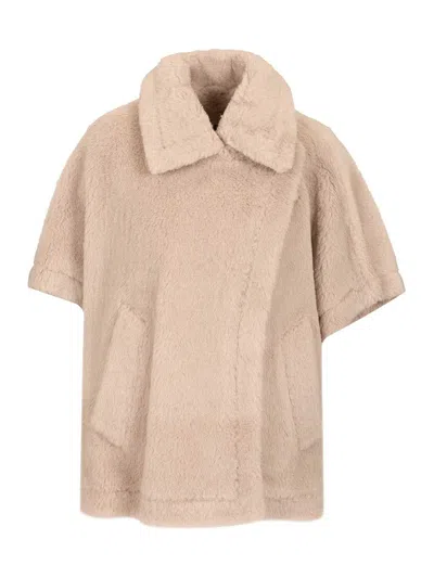 Max Mara Alpaca And Wool Teddy Cape Scarves And Foulards Beige In Neutral