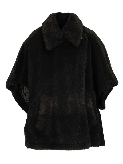 Max Mara Alpaca And Wool Teddy Cape Scarves And Foulards Black