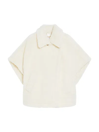 Max Mara Alpaca And Wool Teddy Cape In White