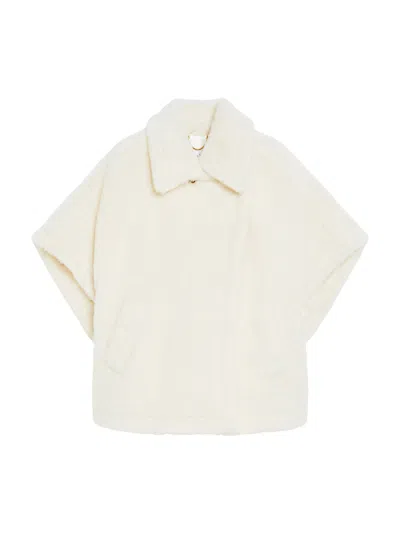 Max Mara Alpaca And Wool Teddy Cape In White