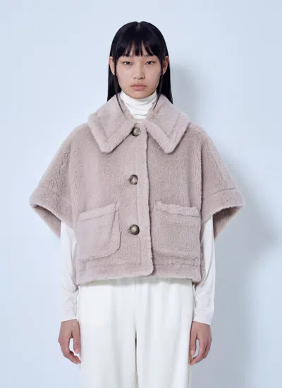 Max Mara Alpaca And Wool Teddy Fabric Boxy Cape In Orange