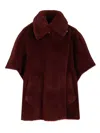 Max Mara Alpaca And Wool Teddy Fabric Cape Scarves And Foulards Violet In Burgundy
