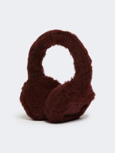 Max Mara Alpaca And Wool Teddy Fabric Earmuffs In Burgundy