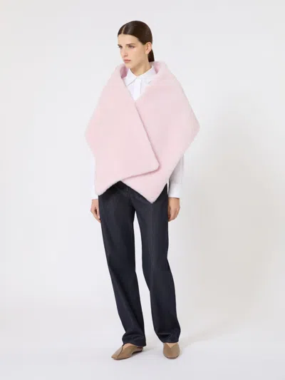 Max Mara Alpaca And Wool Teddy Stole In Pink