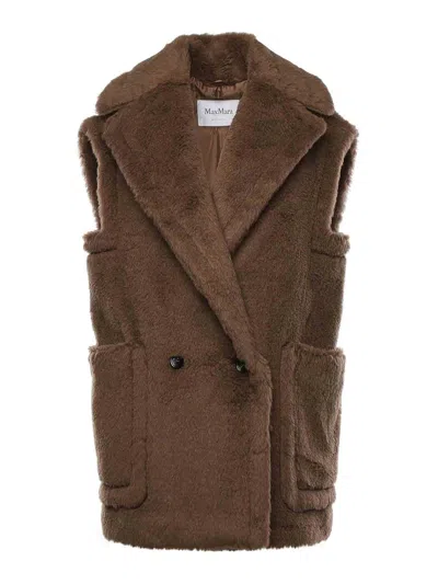 Max Mara Alpaca And Wool Teddy Vest In Brown