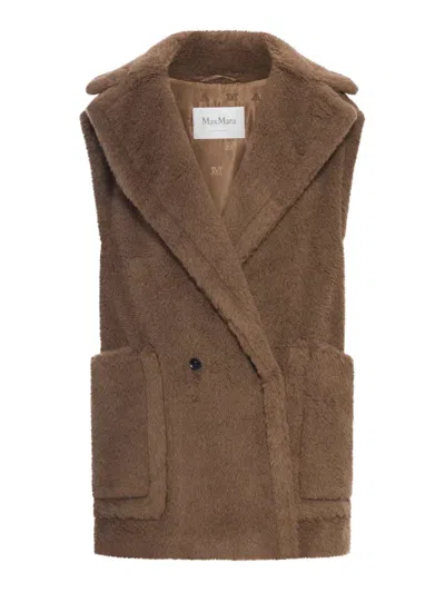 Max Mara Alpaca And Wool Teddy Vest In Brown