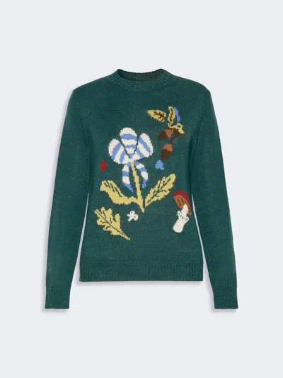 Max Mara Alpaca And Wool-blend Yarn Sweater In Dark Green