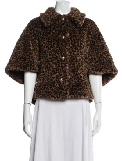 Pre-owned Max Mara Alpaca Animal Print Faux Fur Jacket W/ Tags In Brown