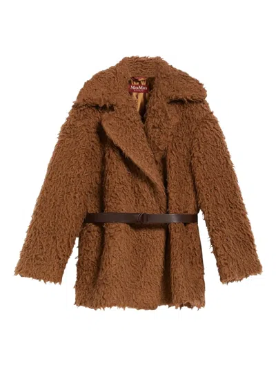 Max Mara Alpaca-blend Coat In 褐色
