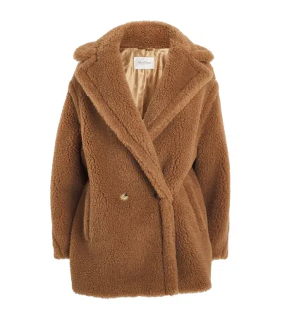 Max Mara Alpaca-blend Short Teddy Coat In Beige