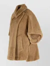 Max Mara Alpaca Blend Teddy Cape With Faux Fur Texture In Brown