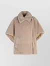 Max Mara Alpaca Blend Teddy Cape With Faux Fur Texture In Nude