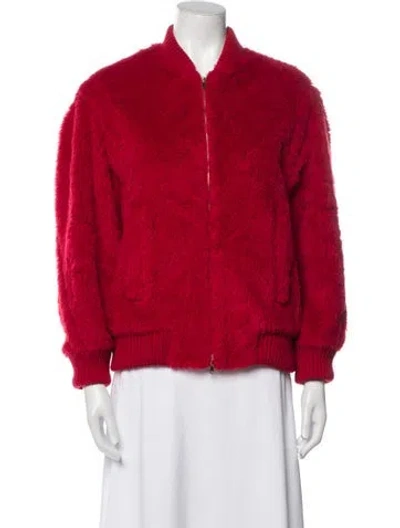 Pre-owned Max Mara Alpaca Bomber Jacket In Red