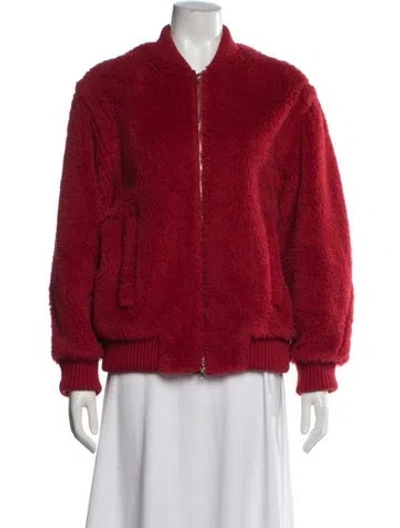 Pre-owned Max Mara Alpaca Bomber Jacket In Red