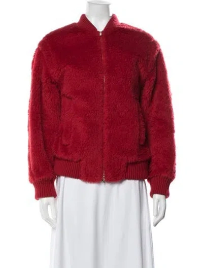 Pre-owned Max Mara Alpaca Bomber Jacket W/ Tags In Red