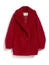Max Mara Maxmara Frais Short Teddy Bear Icon Coat In Red