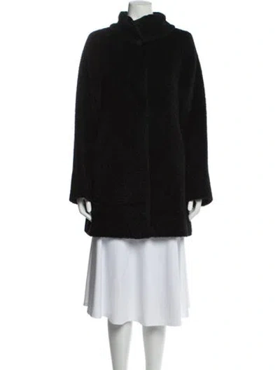 Pre-owned Max Mara Alpaca Faux Fur Coat In Black