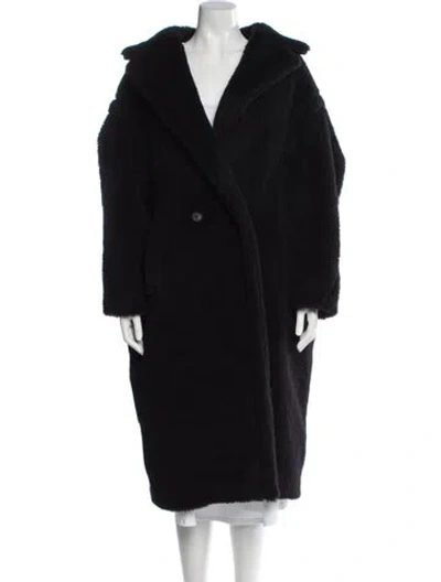 Pre-owned Max Mara Alpaca Faux Fur Coat In Black