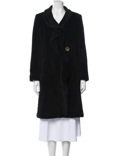 Pre-owned Max Mara Alpaca Faux Fur Coat In Black
