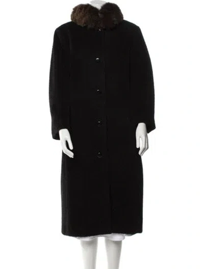 Pre-owned Max Mara Alpaca Faux Fur Coat In Black